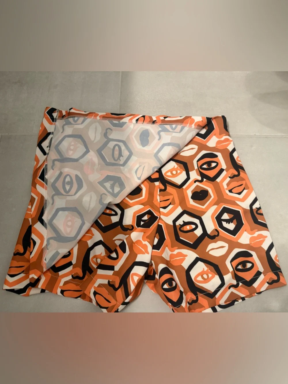 Dazey LA Orange, Black & White Geometric Face Print Skort - Picture 3 of 5